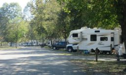 Campers back up to overlook of White River